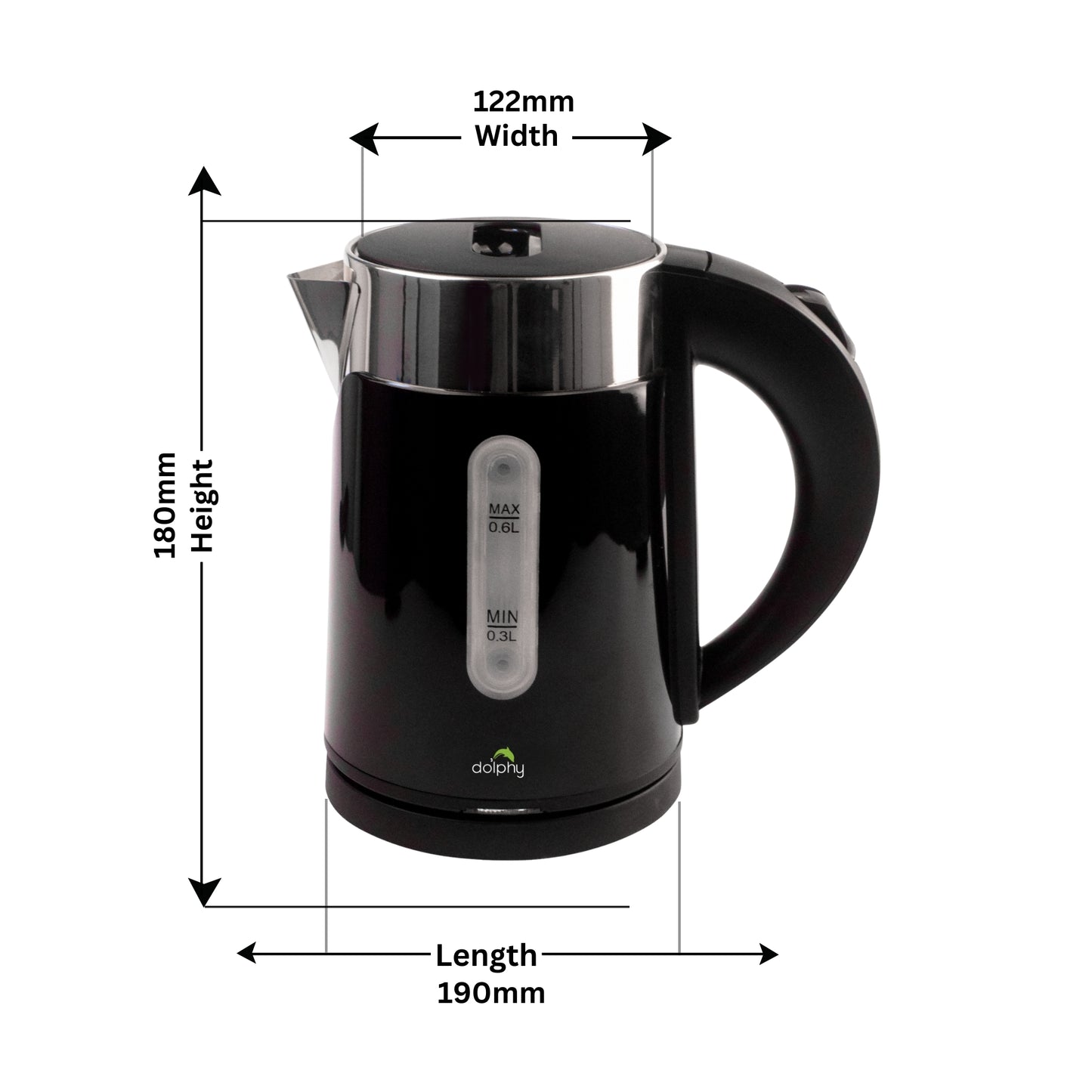 0.6L Stainless Steel Electric Kettle Black