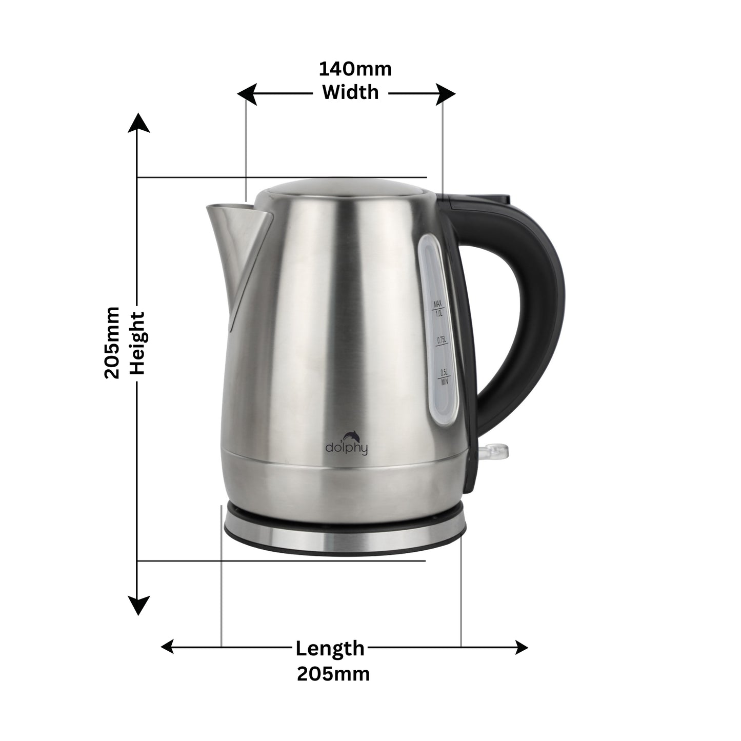 1.0L Stainless Steel Electric Kettle Black