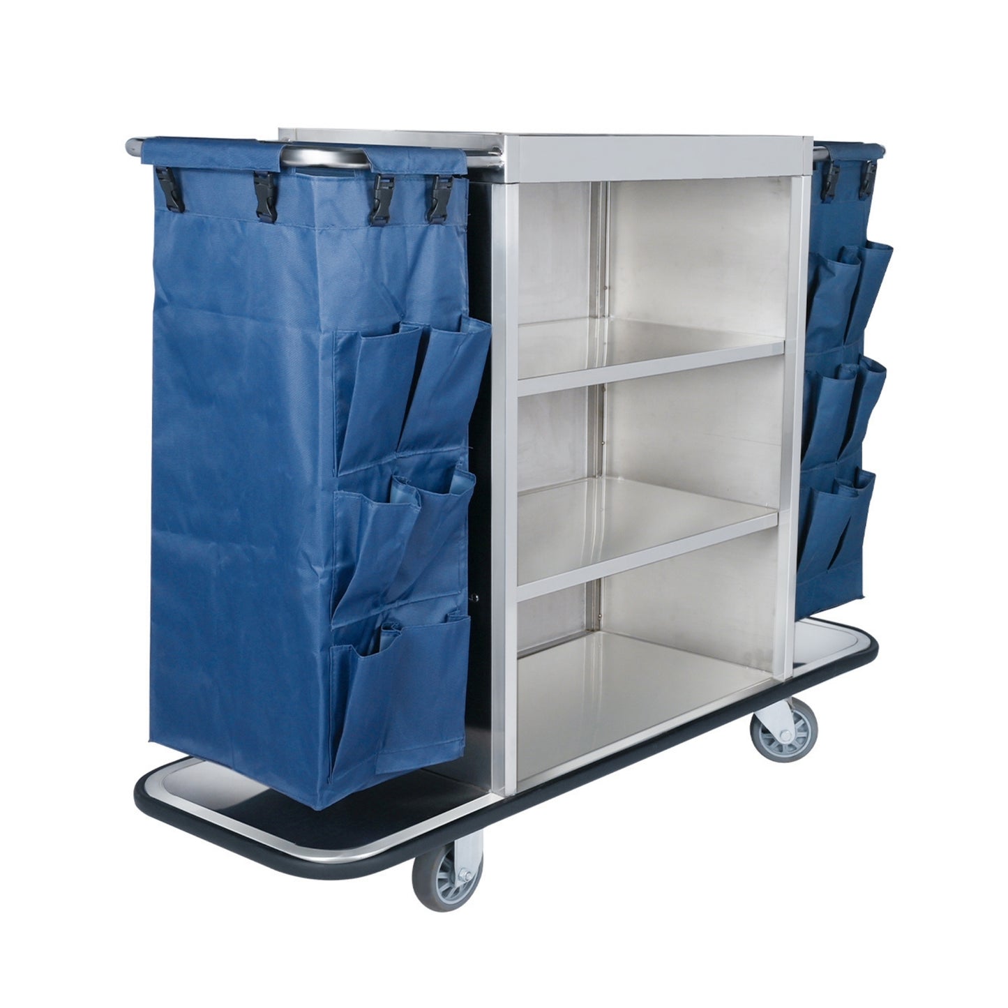 Gray Housekeeping Trolley Cart With Waste Bin