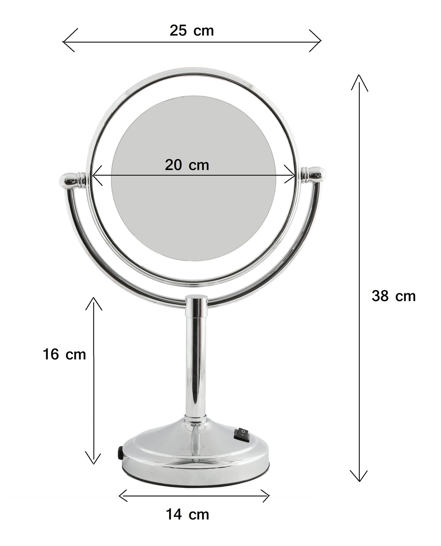 5X & 1X LED Tabletop Magnifying Mirror - Chrome