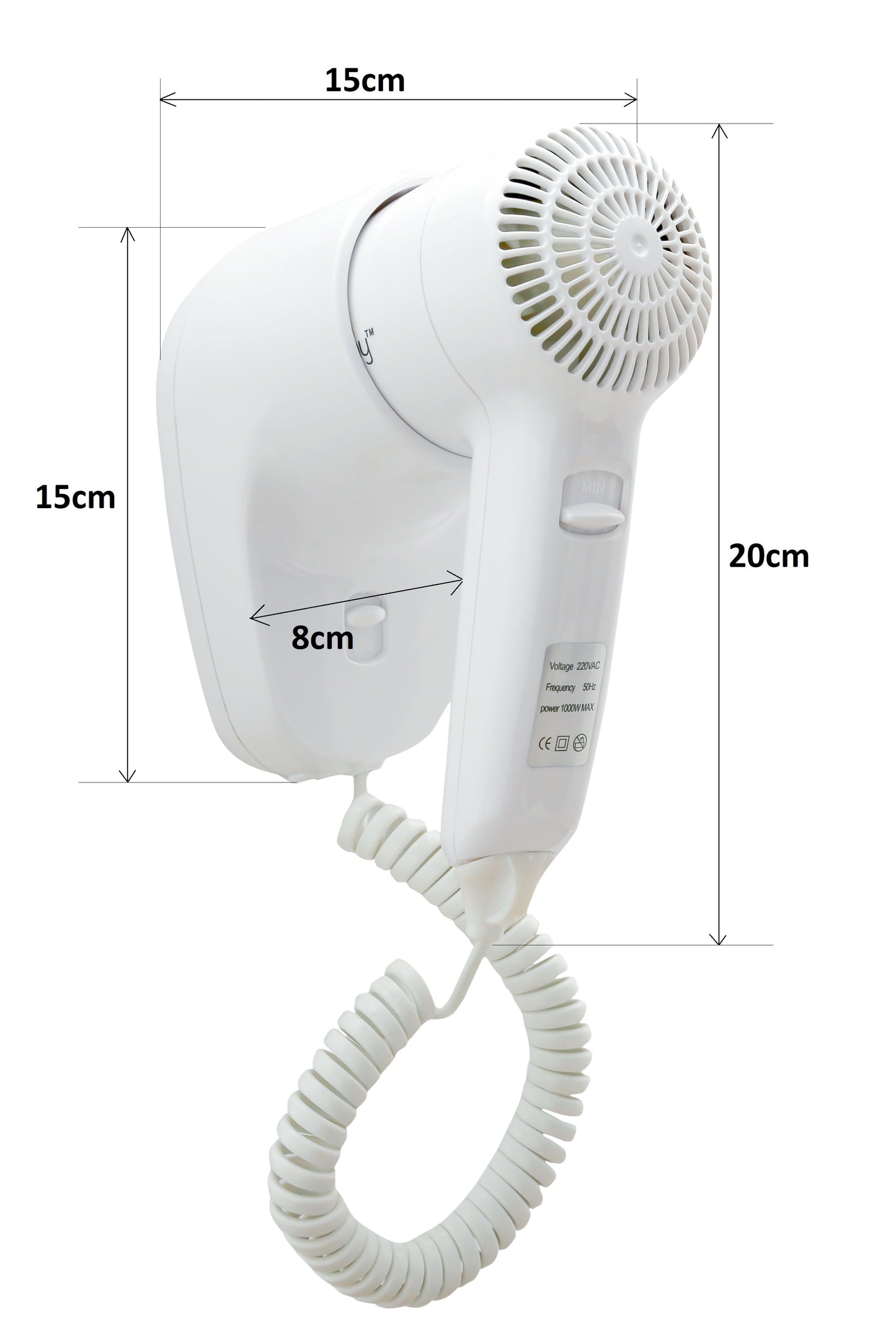 Wall Mount Hair Dryer 1220-1400W - White