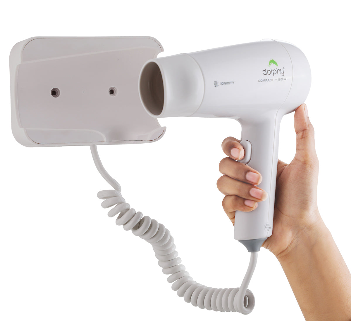 Plaza Wall Mount Hair Dryer 1800W - White