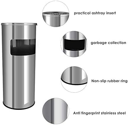 Stainless Steel Lobby Bin With Ashtray 10L