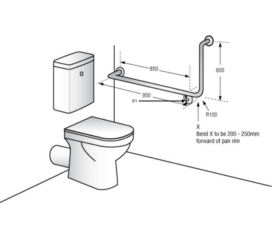 90° Flush Mount Side Wall 950x600mm LH