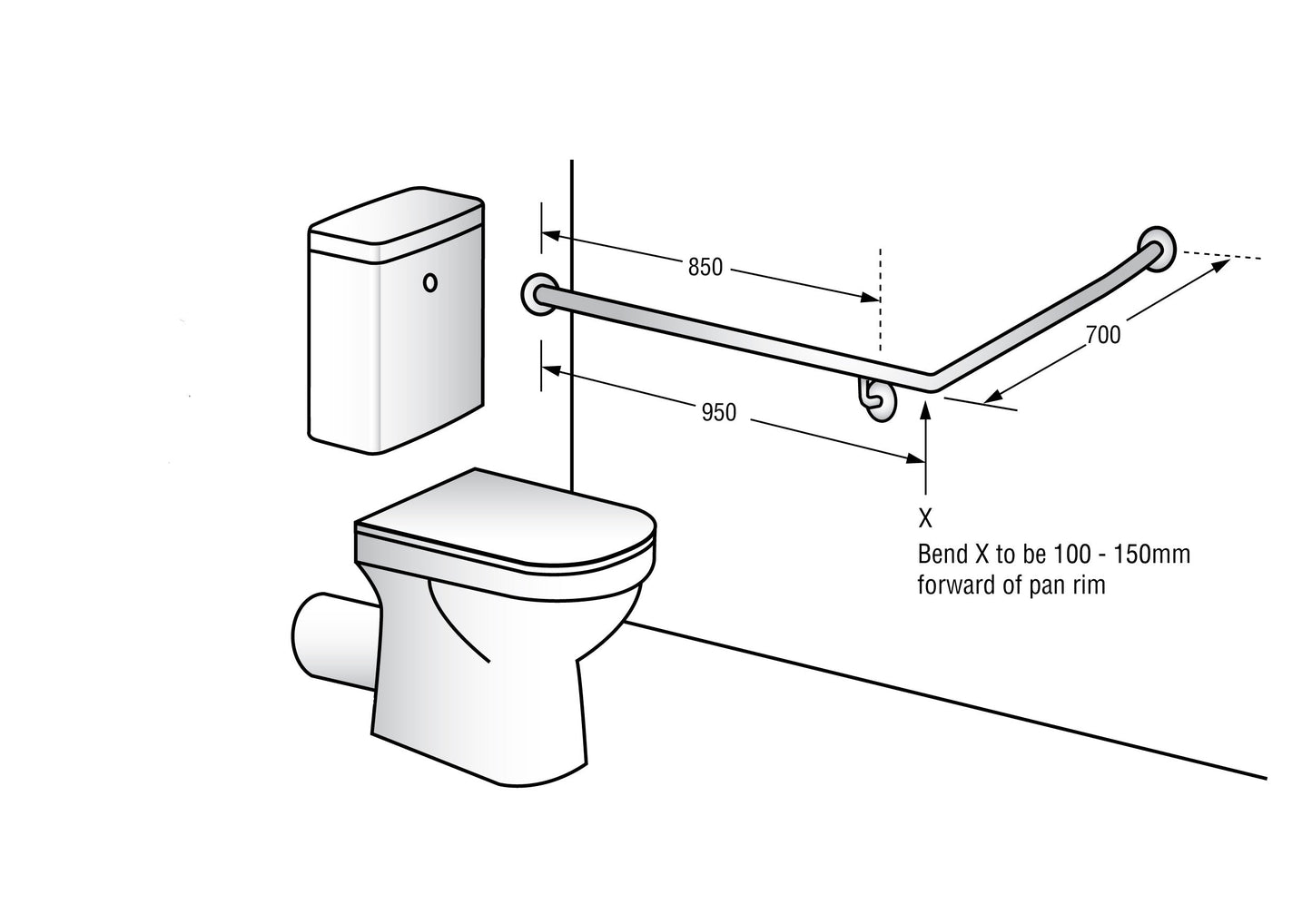 30° Flush Mount Side Wall 840x700mm LH