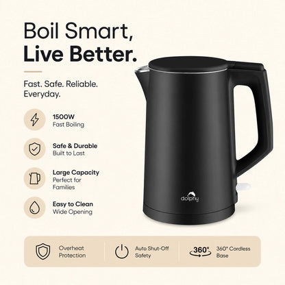 1.0L Black Stainless Steel Kettle