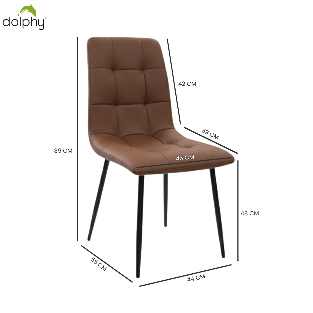 Dining Chairs – Set of 4 | Modern Upholstered Chairs with Steel Frame & Leather-Finish Seat