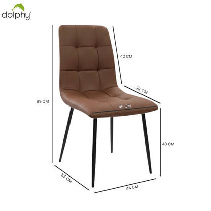 Dining Chairs – Set of 4 | Modern Upholstered Chairs with Steel Frame & Leather-Finish Seat