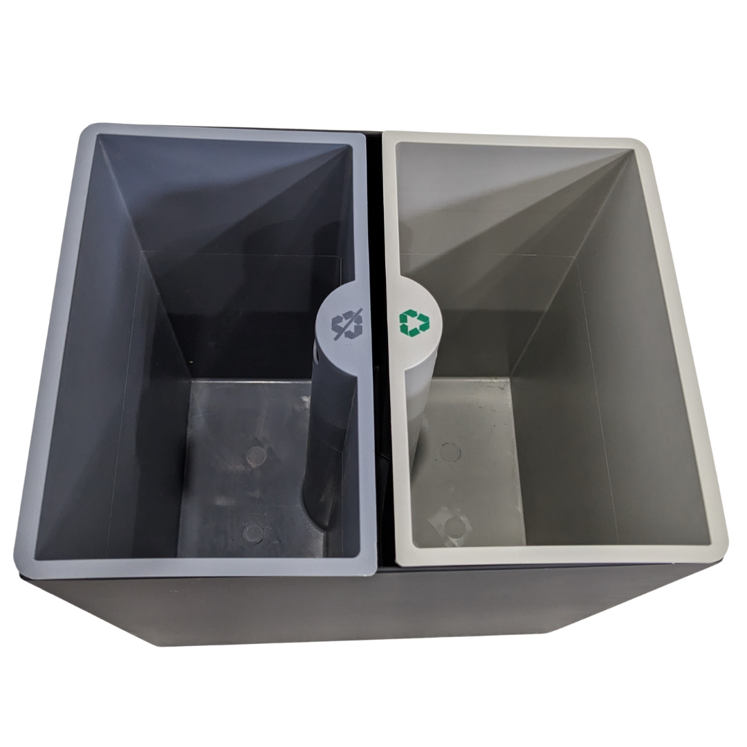 Recycle Compartment Bin 7L + 7L - Black