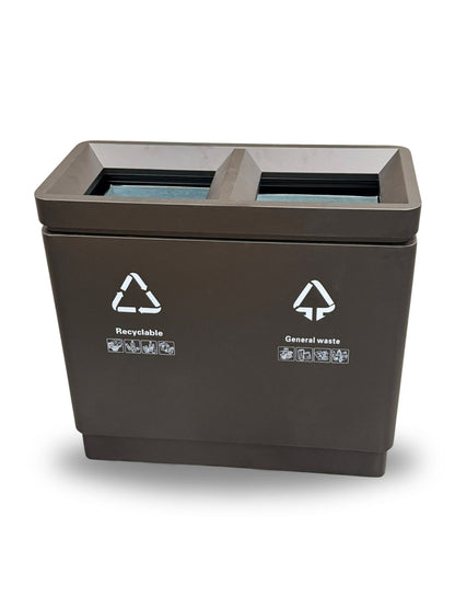 Stainless Steel Recycling Bin 60L + 60L – Matte Black Dual Compartment Design