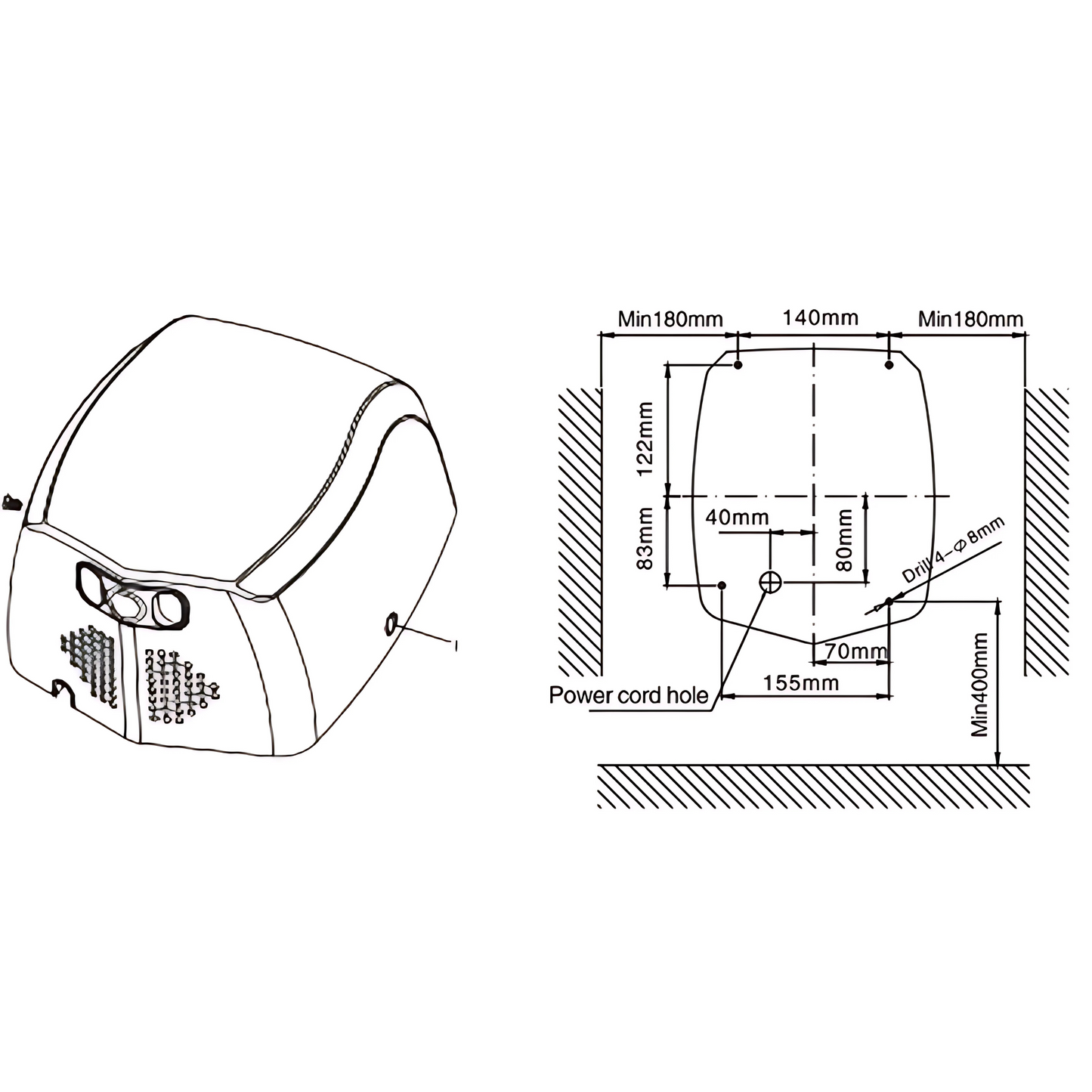 SUPERCHARGE Stainless Steel Hand Dryer 800W