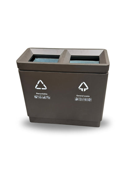 Stainless Steel Recycling Bin 60L + 60L – Matte Black Dual Compartment Design