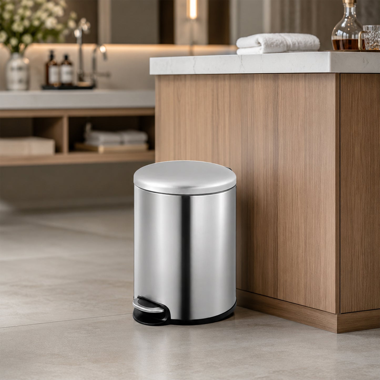 Round Soft Closing Stainless Steel  Pedal Bin -3L