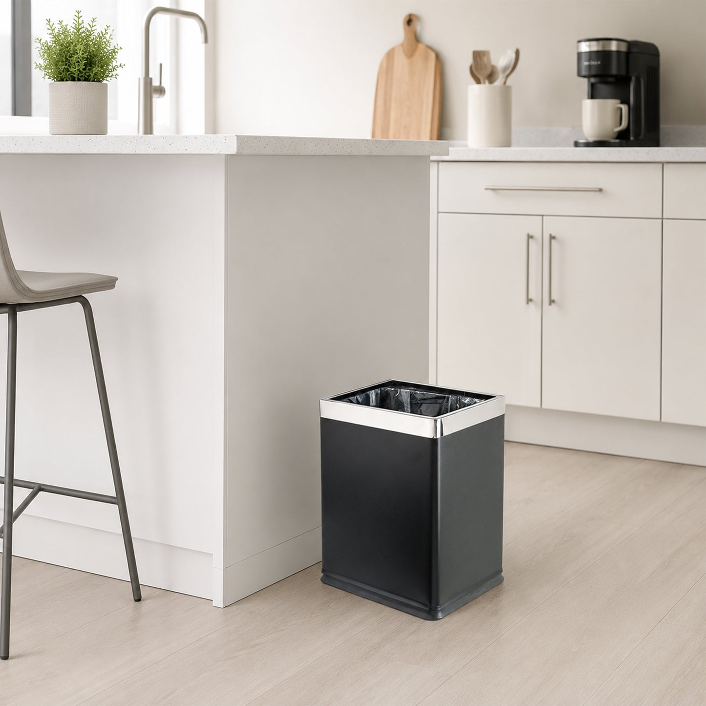 10 L Black Stainless Steel Dustbin