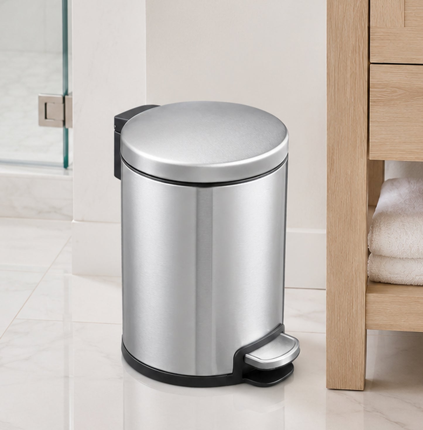 Round Soft Closing Stainless Steel PEDAL Bin- 3L