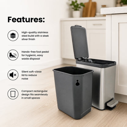 5L SS Indoor Trash Can With Foot Pedal