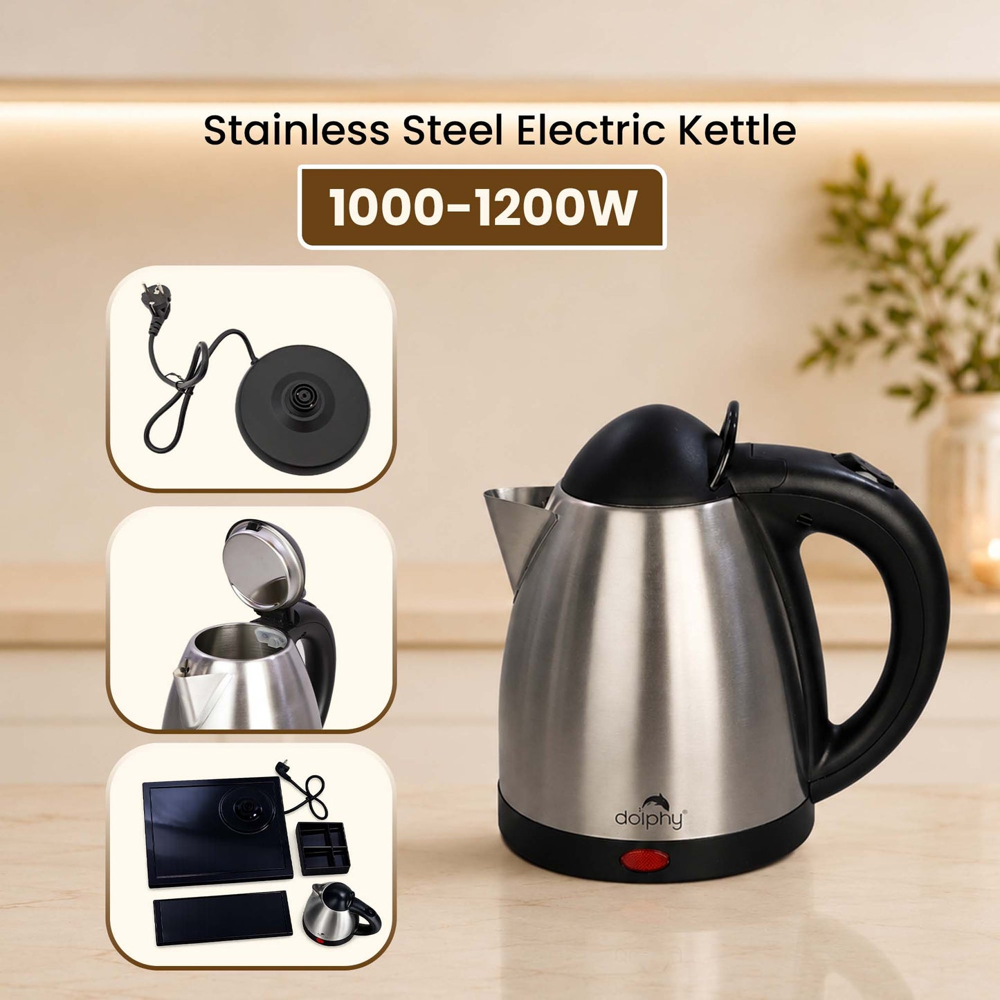 0.8L Stainless Steel Electric Kettle - Silver