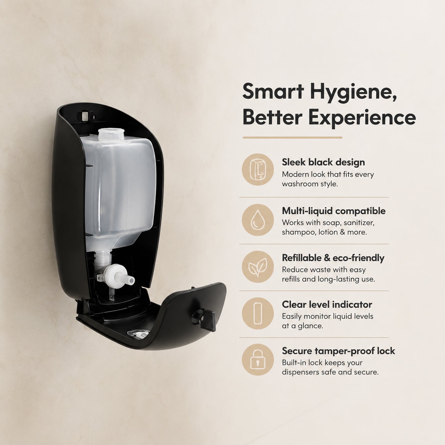 Plaza Manual Soap-Sanitiser Dispenser 800ML- Black