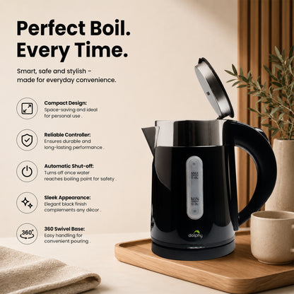 0.6L Stainless Steel Electric Kettle Black