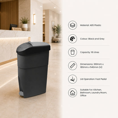 Sanitary Bin with Paddle Black and Gray - 18L