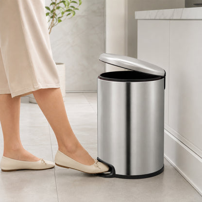 Round Soft Closing Stainless Steel  Pedal Bin -3L