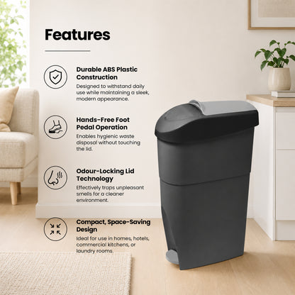 Sanitary Bin with Paddle Black and Gray - 18L