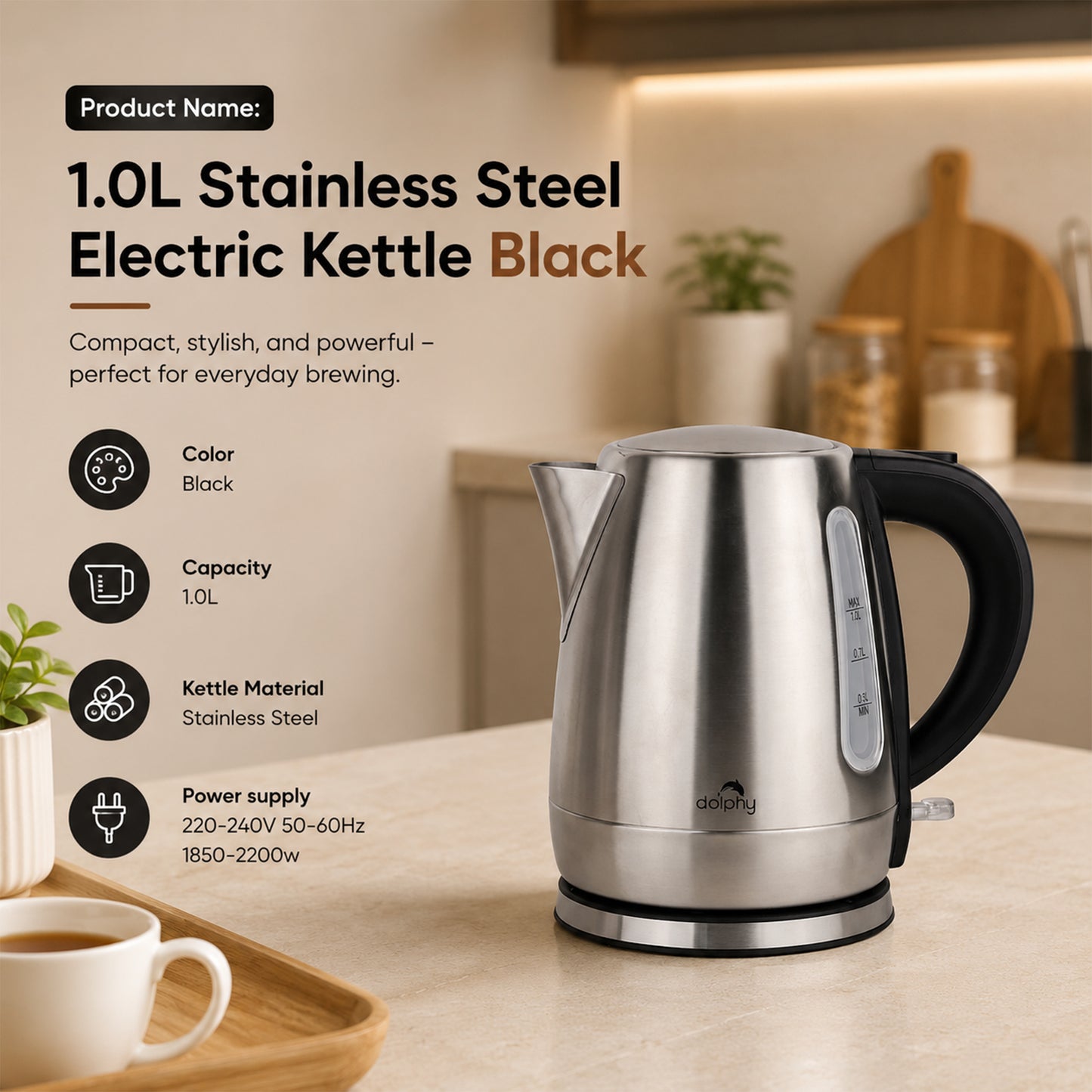 1.0L Stainless Steel Electric Kettle