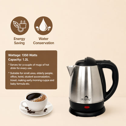 1.2L Stainless Steel Electric Kettle - Silver
