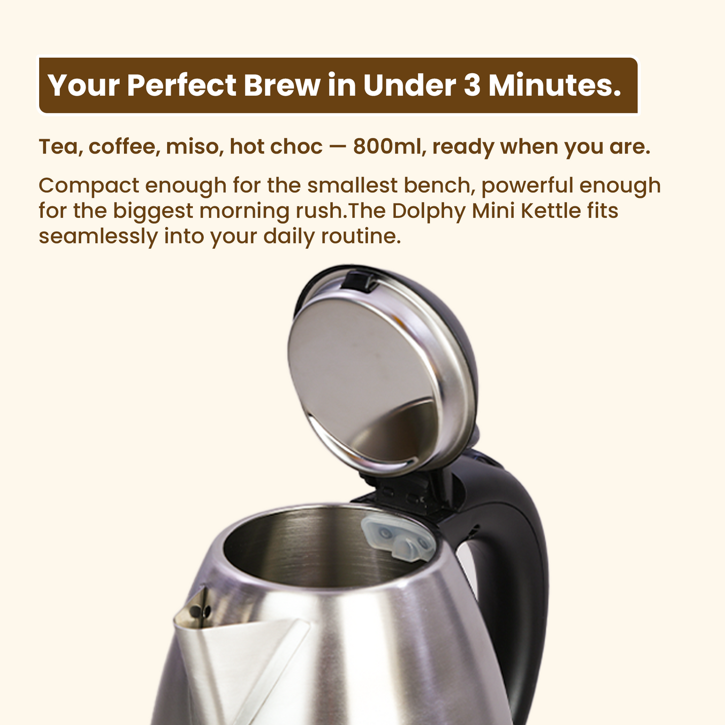 0.8L Stainless Steel Electric Kettle - Silver