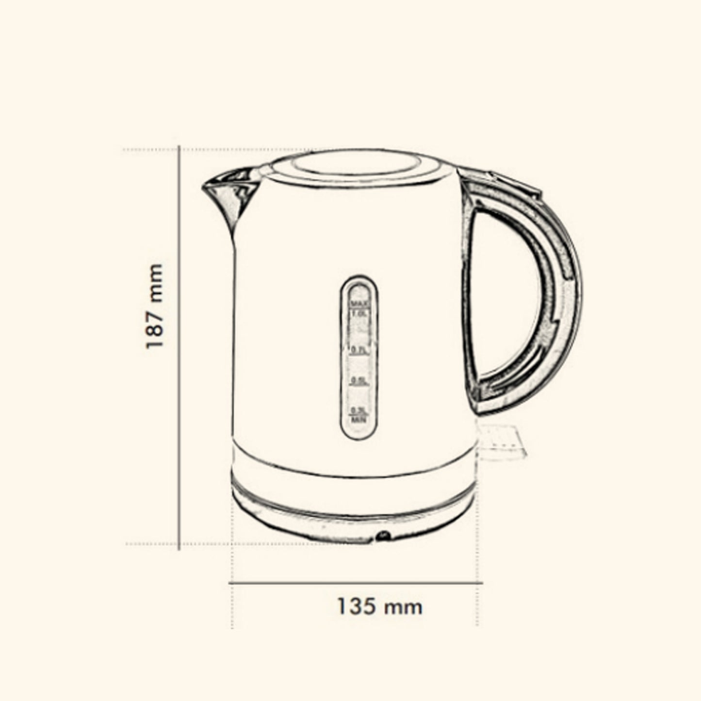 1L Black Electric Kettle High Grade ABS Material