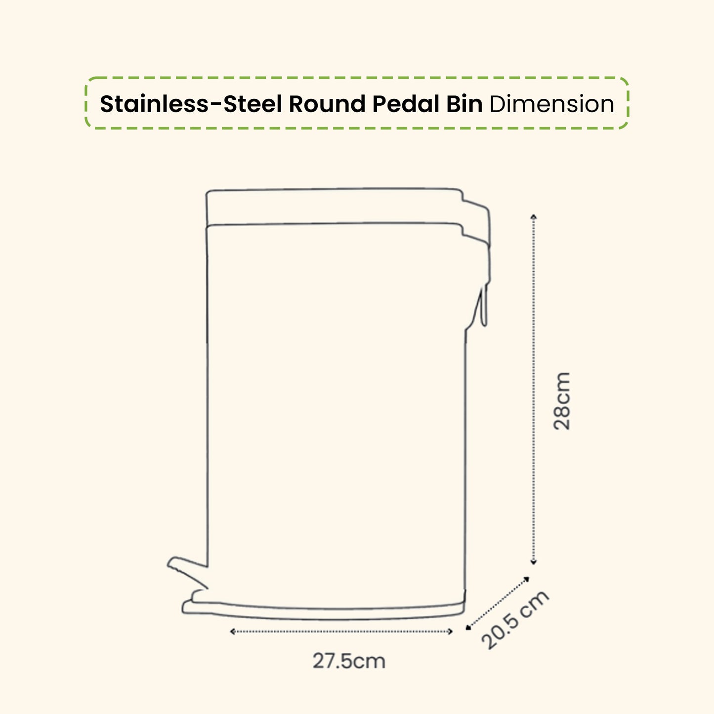 5L Round Stainless Steel Pedal Bin - White