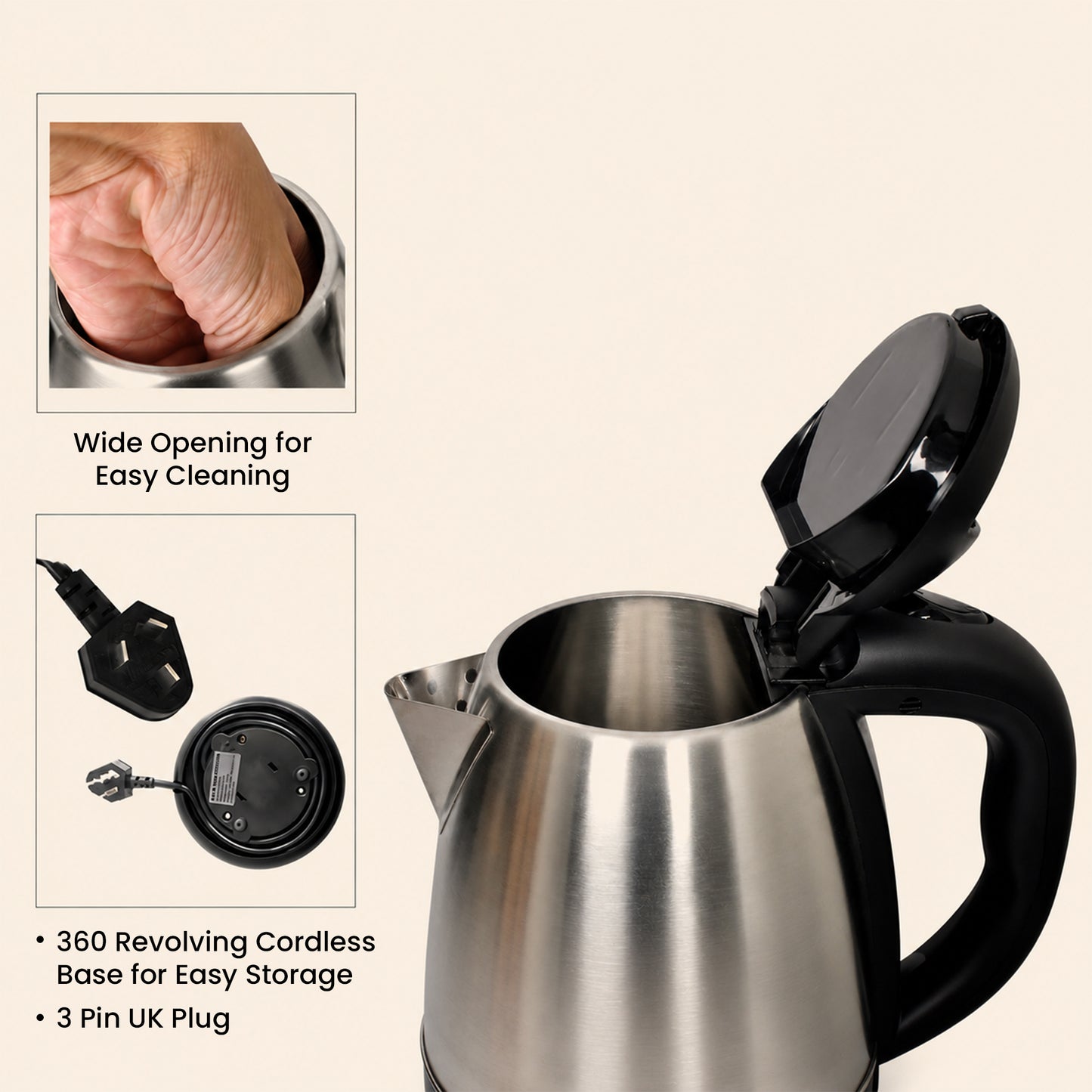 1.2L Stainless Steel Electric Kettle - Silver