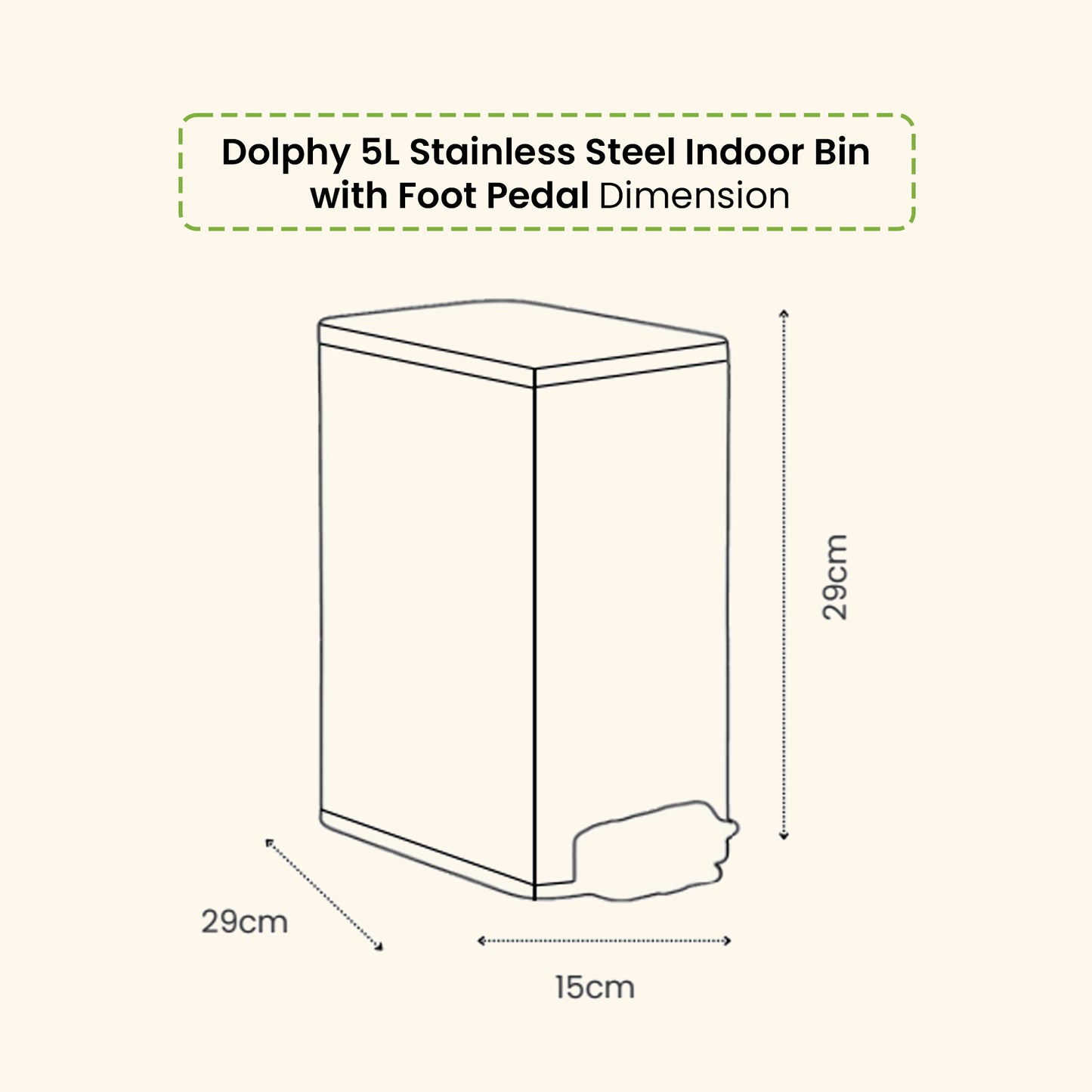 5L SS Indoor Trash Can With Foot Pedal