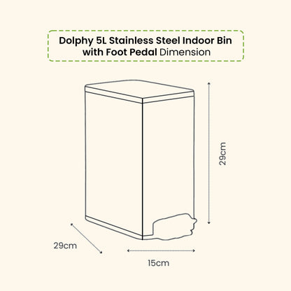 5L SS Indoor Trash Can With Foot Pedal