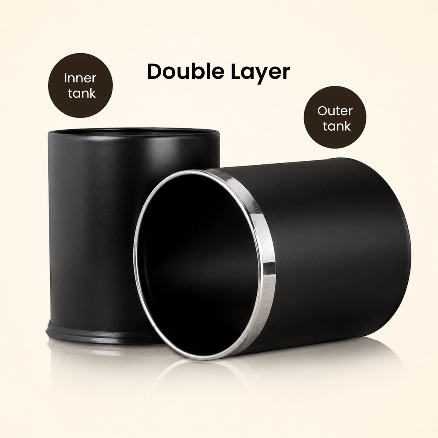 Round Leatherette Black Room Bin