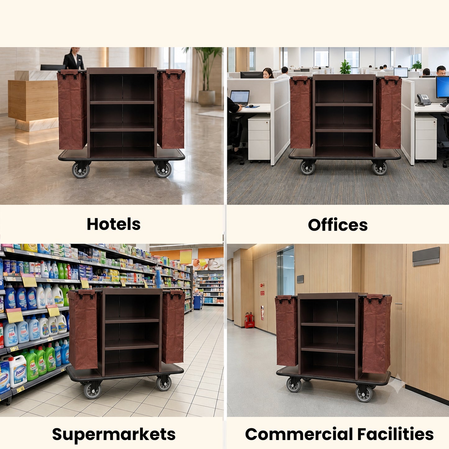 Housekeeping Trolley Cart - Brown