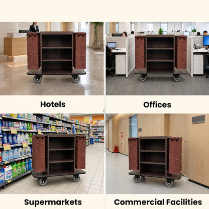 Housekeeping Trolley Cart - Brown