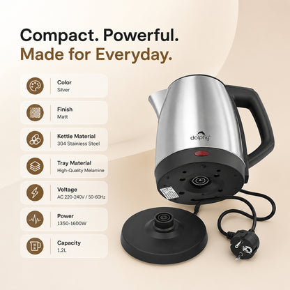 1.2L Stainless Steel Electric Kettle - Silver