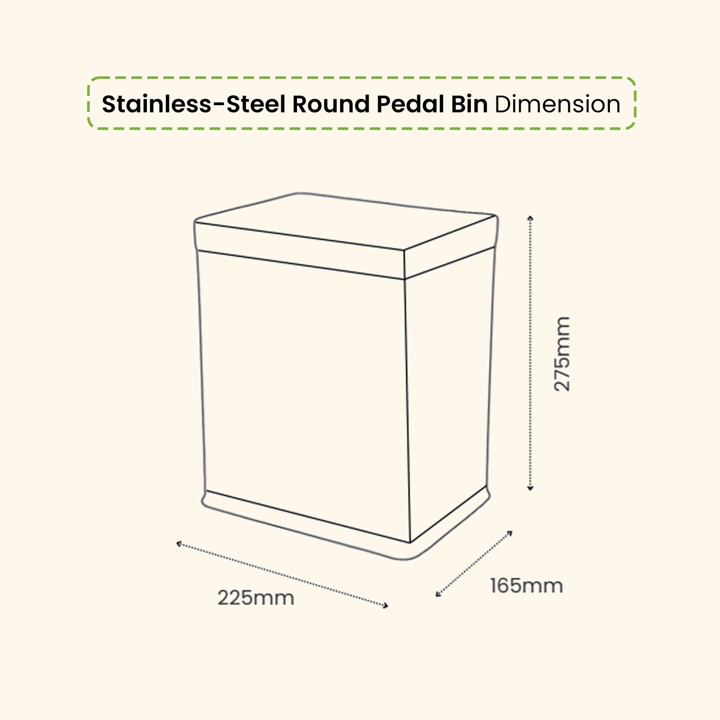 10 L Black Stainless Steel Dustbin