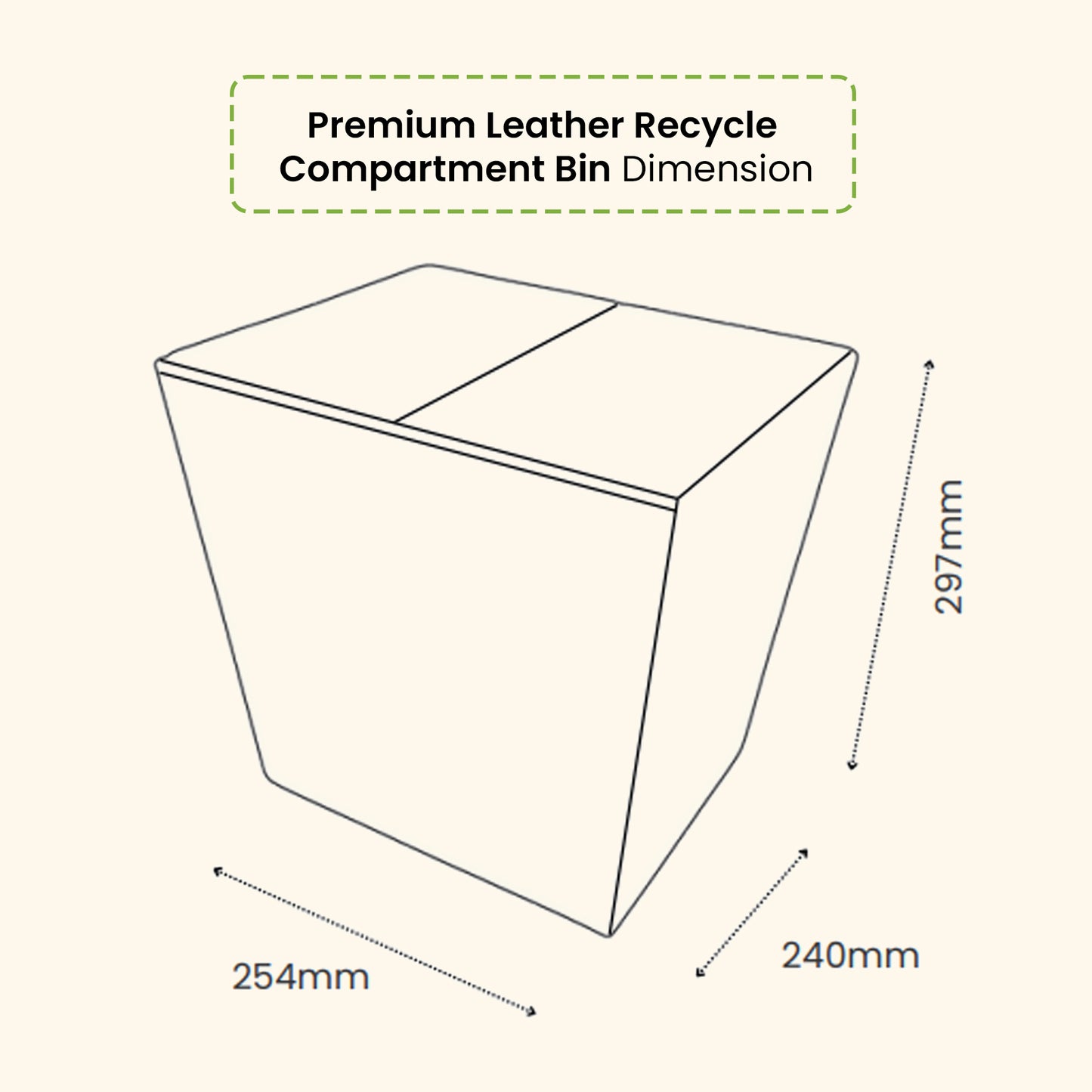 Premium Leather Recycle Compartment Bin 14L - Gray