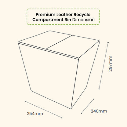 Premium Leather Recycle Compartment Bin 14L - Gray