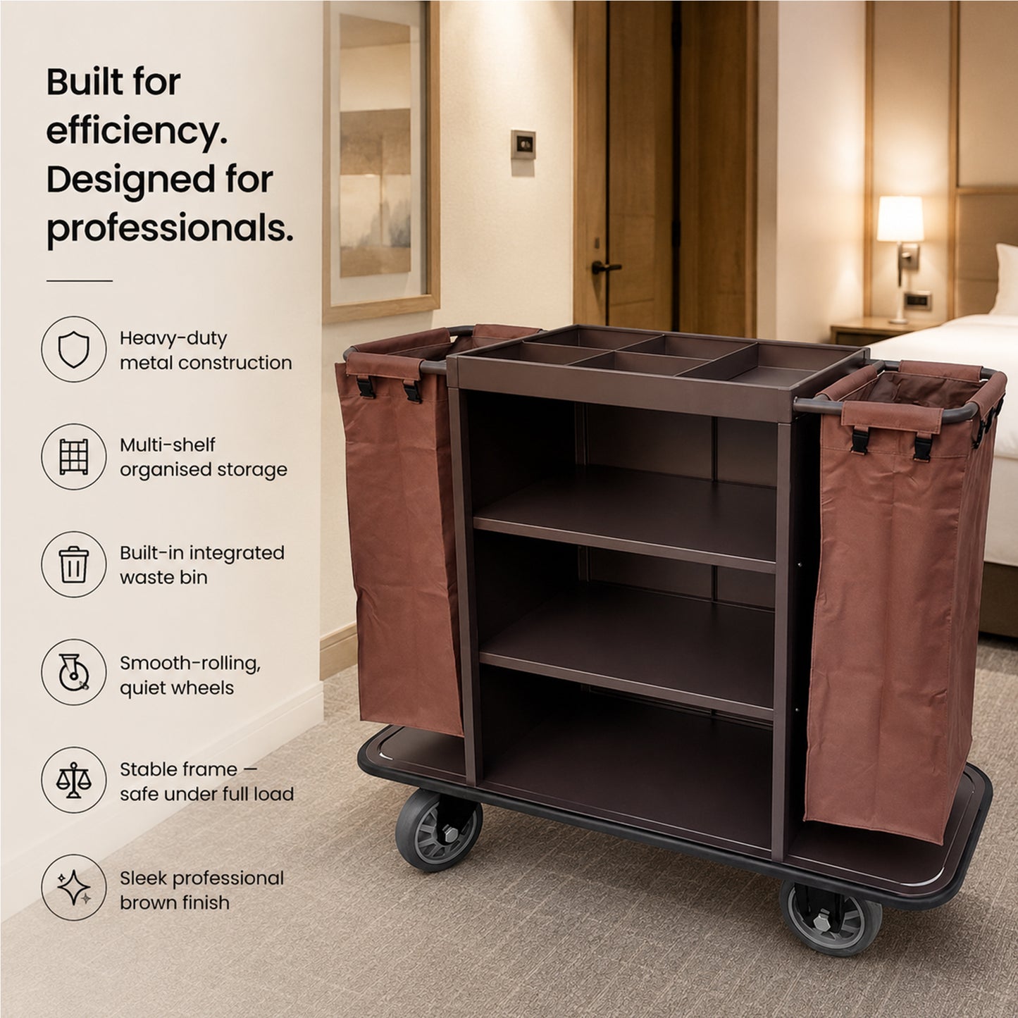 Housekeeping Trolley Cart - Brown