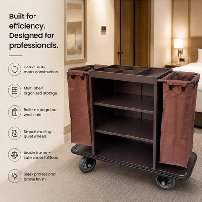 Housekeeping Trolley Cart - Brown