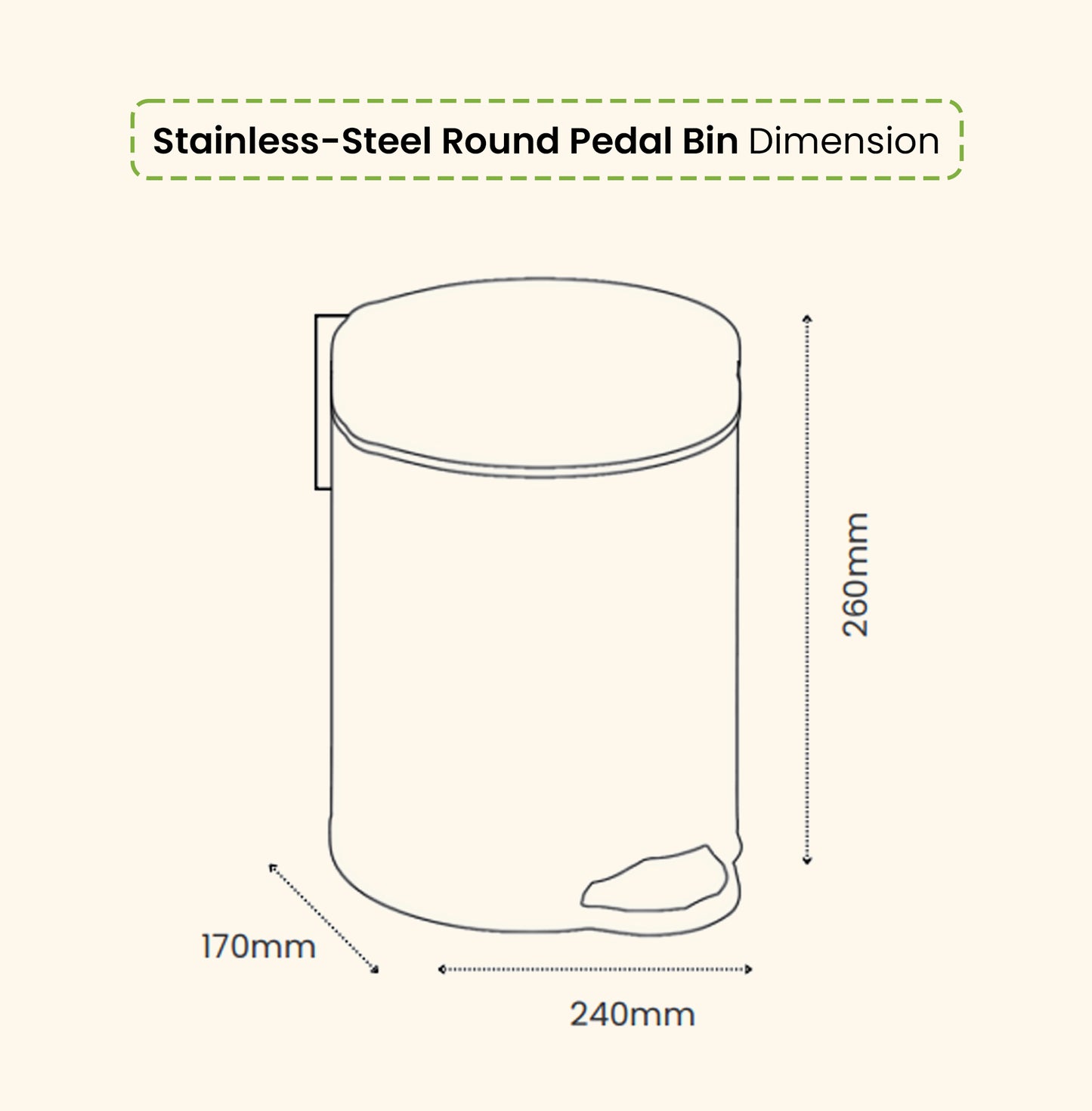 Round Soft Closing Stainless Steel PEDAL Bin- 3L