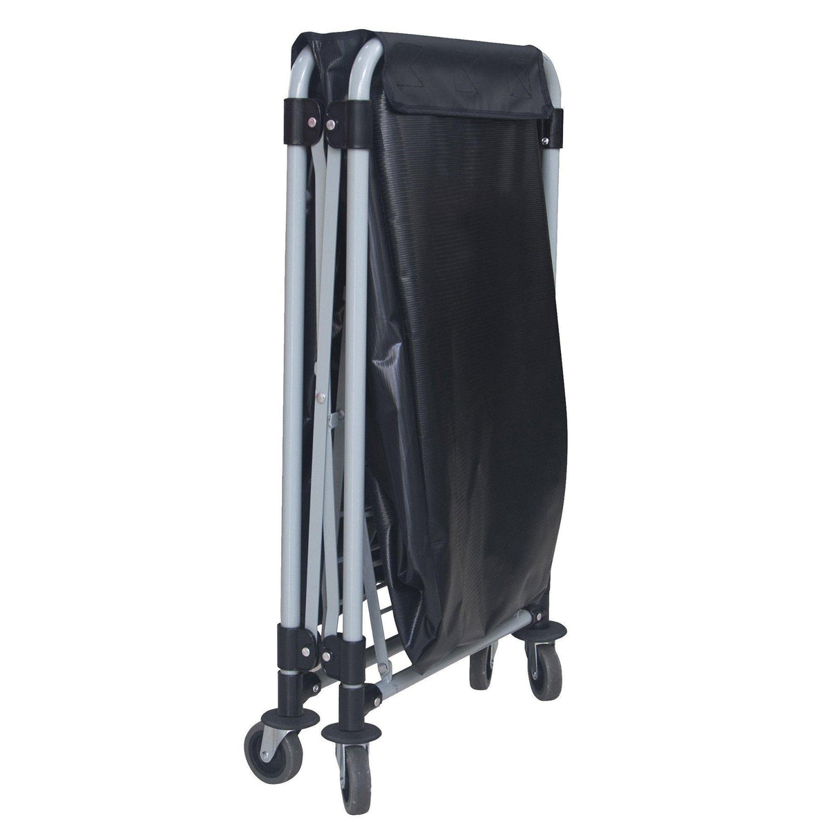 Collapsible laundry cart fully folded flat for storage