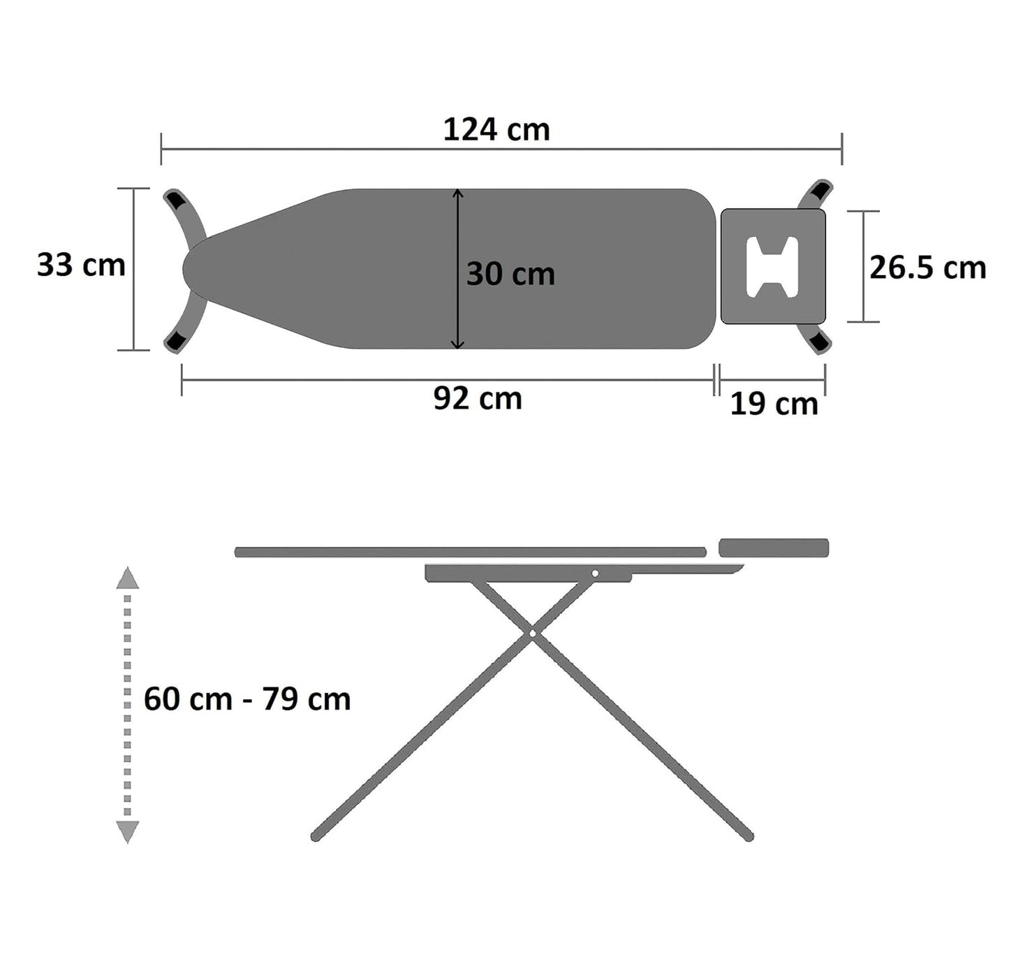 Folding Ironing Board - Light Grey