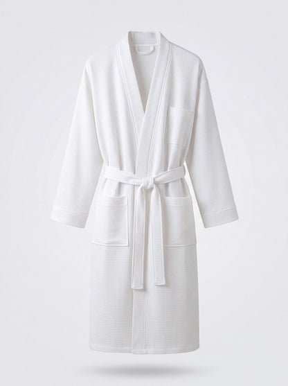 Dolphy Waffle Bathrobe Poly/Cotton in white