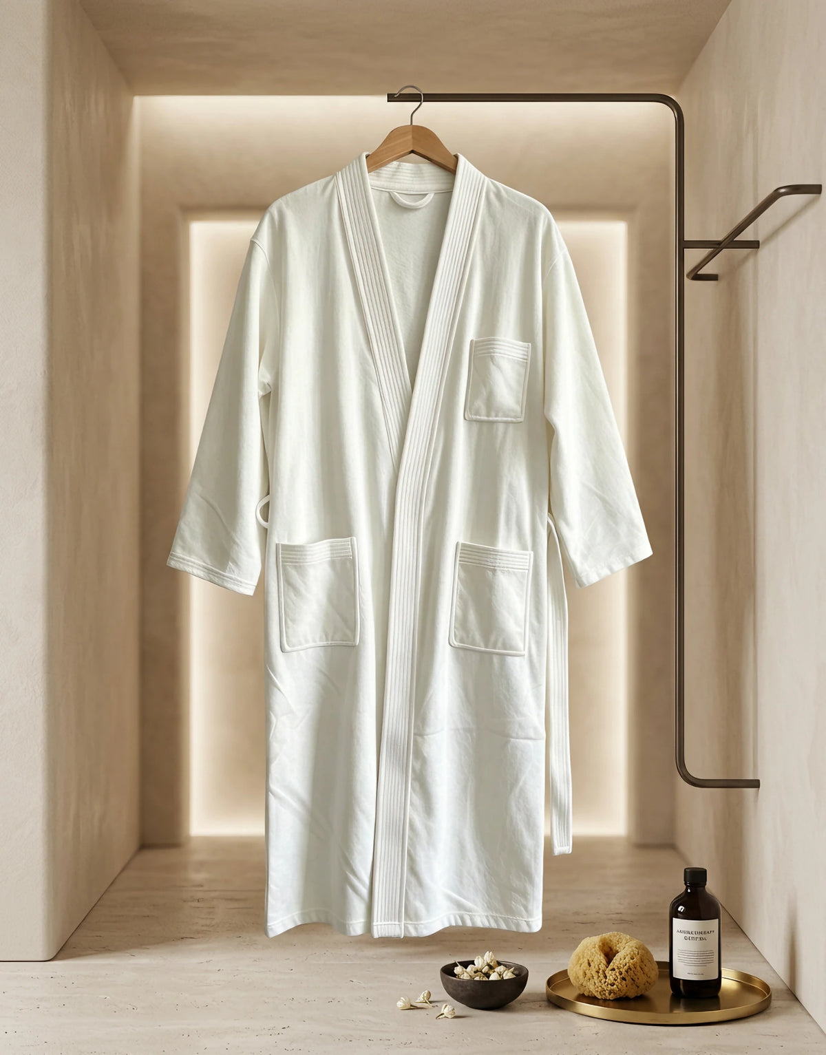 Dolphy Cotton Velour Bathrobe in white