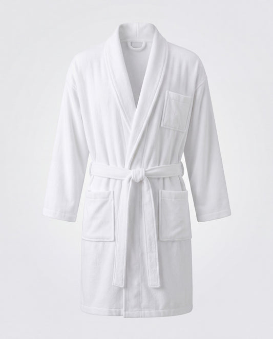 Dolphy Plush 100% Microfibre Bathrobe in white