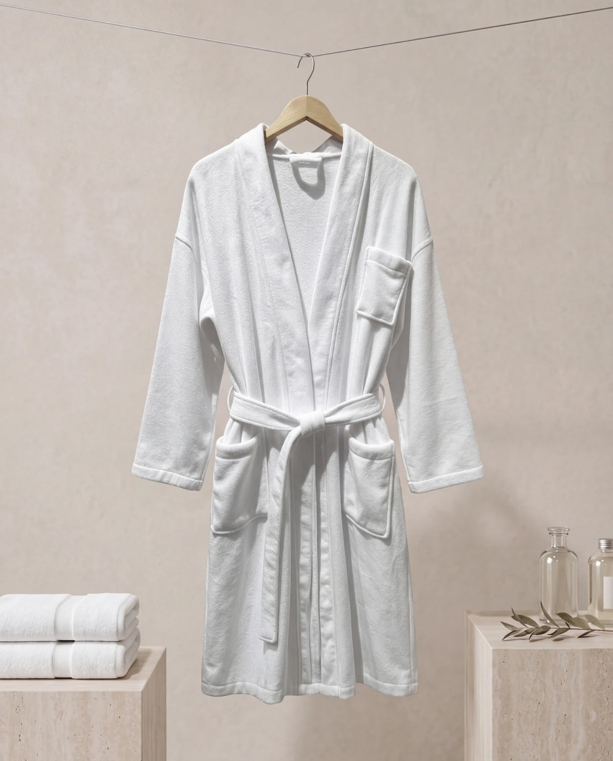 Dolphy Plush 100% Microfibre Bathrobe in white